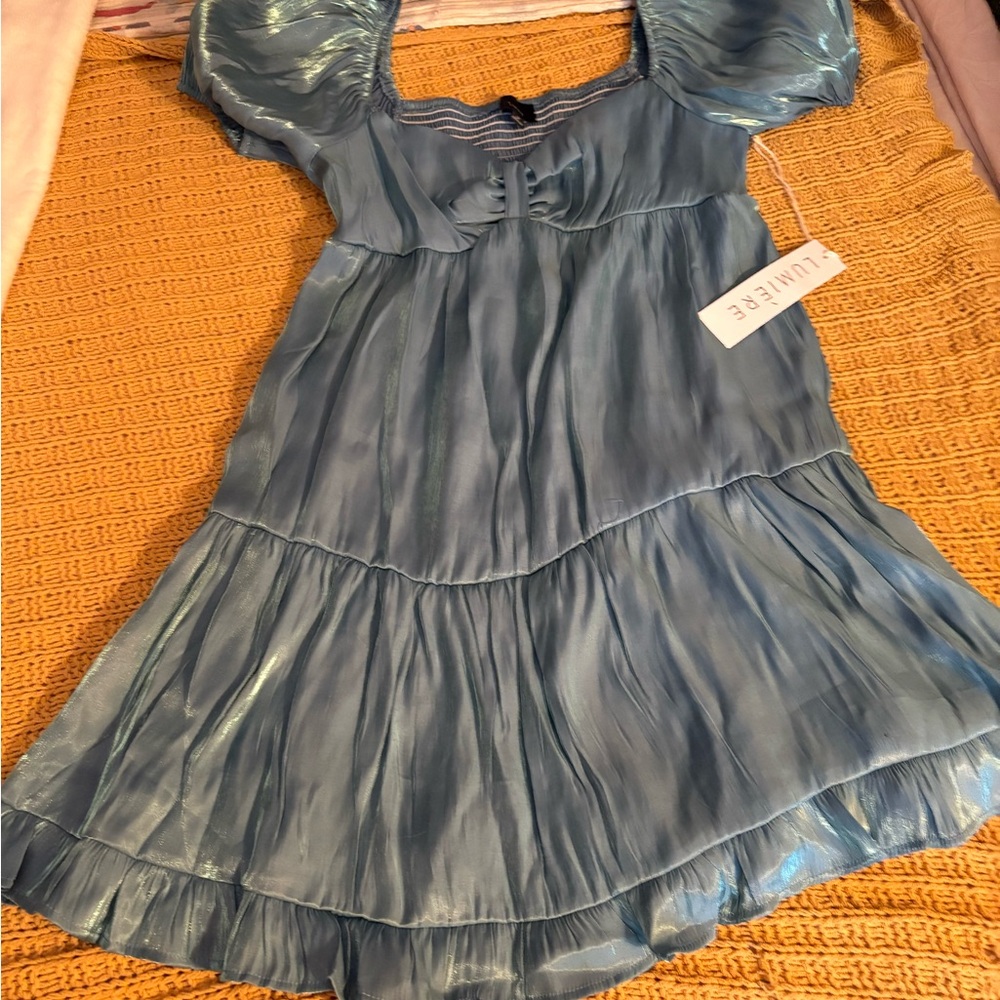 Lumiere Shimmery Blue Mini Dress
